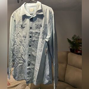 AE 77 denim button down shirt, size women’s medium